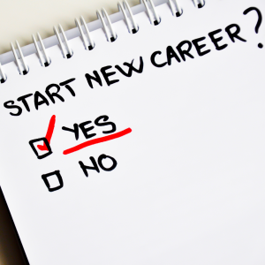 A notebook has the words START NEW CAREER? at the top with check boxes for YES and No underneath. The YES has been underlined and ticked. Image to represent this blog about why buying a franchise is a brilliant option rather than starting a business from scratch 