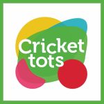 The logo for children's sport franchise Cricket tots featuring colourful geometric shapes arranged to look like a cricket hat and ball