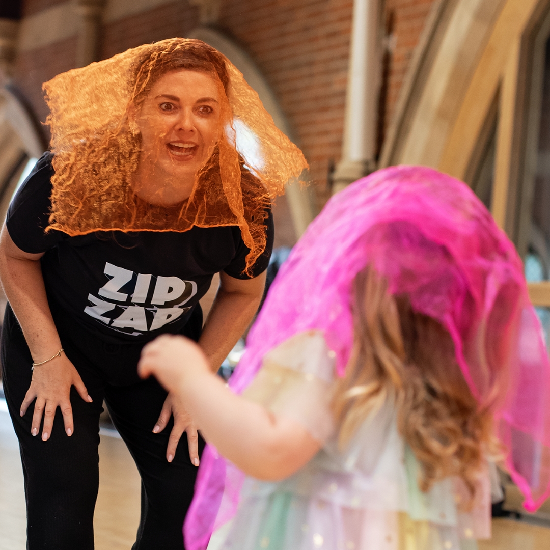 A fun session with Zip Zap children's franchise business featuring a sensory activity with colourful scarves